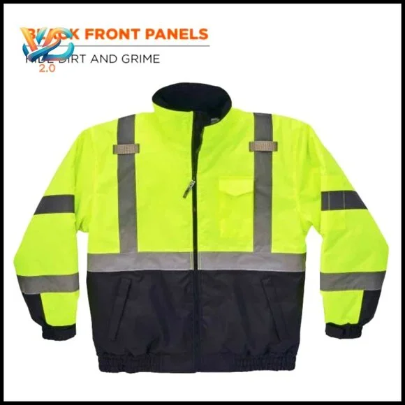 Hi Vis Safety Bomber Jacket Class 3 Reflective Winter Workwear